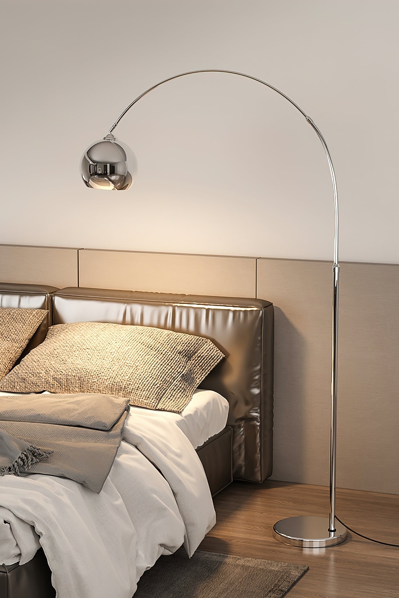 Verstelbare Vloerlamp Metaal Zwart Chroom Wit Telescopische Arm Leeslamp Modern Design