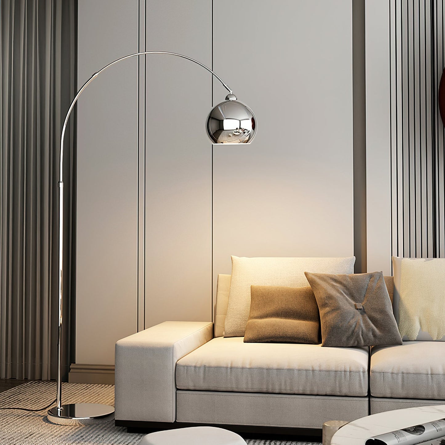 Verstelbare Vloerlamp Metaal Zwart Chroom Wit Telescopische Arm Leeslamp Modern Design
