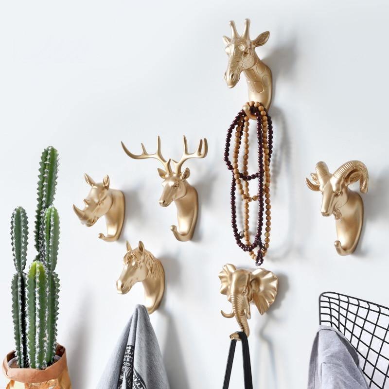 Wandhaken dieren resin goud decoratief kapstok haak hal badkamer sleutelhouder sieraden ophanghaken muur