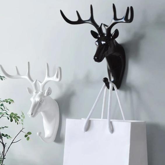 Decoratieve Dierenkop Wandhaak in Goud Wit Zwart voor Sleutels Tassen Handdoeken | Giraffehaak Olifanthaak Neushoornhaak Hert Ram Paard | Gietijzer Wanddecoratie Hal Badkamer Slaapkamer