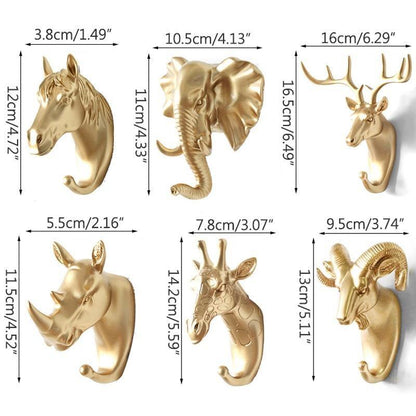 Wandhaken dieren resin goud decoratief kapstok haak hal badkamer sleutelhouder sieraden ophanghaken muur