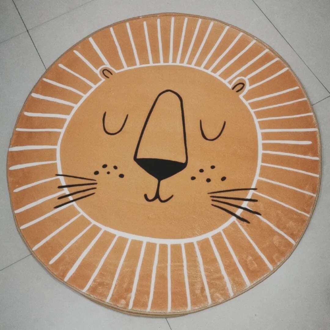 Rond Vloerkleed Kinderen Leeuw Polyester Microvezel 80cm 100cm 120cm Speelkamer Kinderkamer Tapijt Dierenprint Speelkleed Zacht