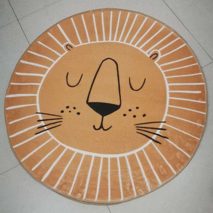 Rond Vloerkleed Kinderen Leeuw Polyester Microvezel 80cm 100cm 120cm Speelkamer Kinderkamer Tapijt Dierenprint Speelkleed Zacht