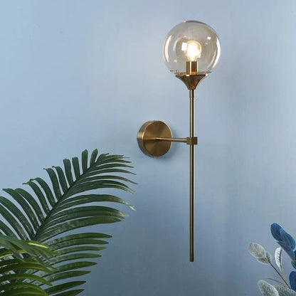 Moderne Wandlamp met Glazen Kap – Chroom of Gouden Afwerking – Scandinavische Stijl