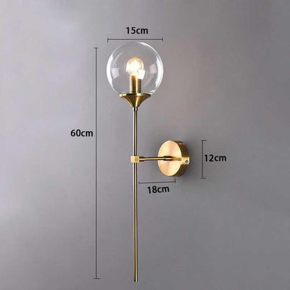 Moderne Wandlamp met Glazen Kap – Chroom of Gouden Afwerking – Scandinavische Stijl