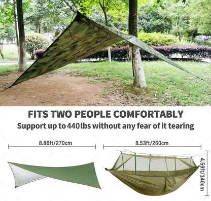 Camping Hangmat voor 2 Personen met Regenscherm en Muskietennet