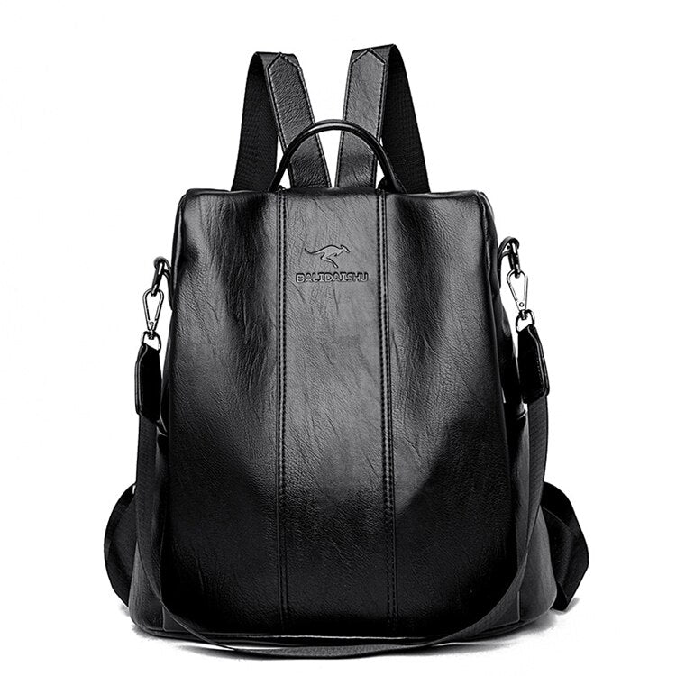 Leren Damesrugzak Vintage Stijl Schoudertas Converteerbaar Antidiefstal Design