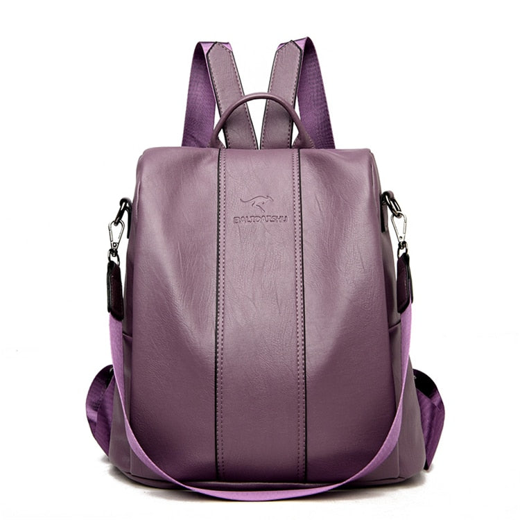 Anti-Diefstal Leren Rugzak Dames Vintage Schoudertas Multifunctioneel Converteerbaar Daypack Reis Schooltas