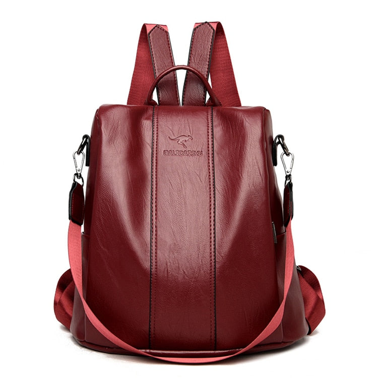 Anti-Diefstal Leren Rugzak Dames Vintage Schoudertas Multifunctioneel Converteerbaar Daypack Reis Schooltas