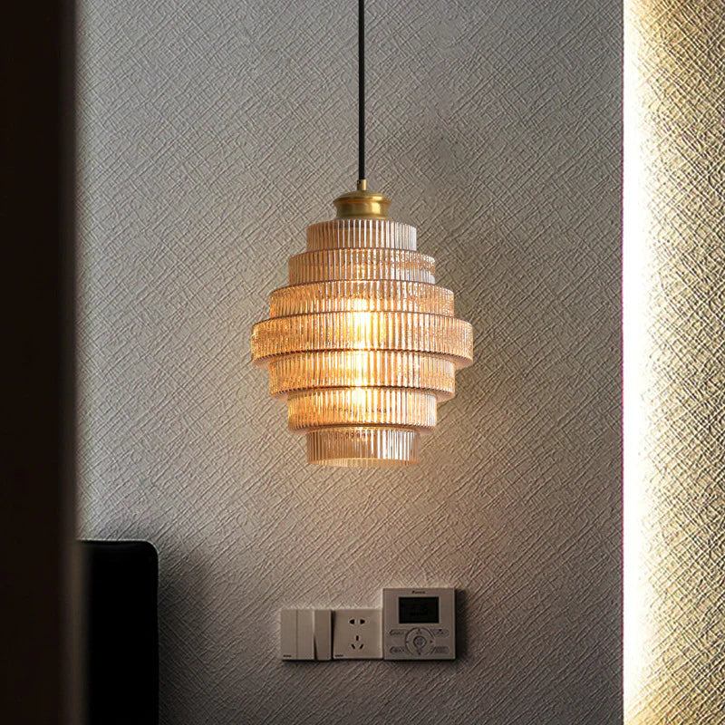 Messingkleurige Hanglamp met Flessendesign – Glazen Kap in Retro Stijl – Ø22cm – E27-Fitting