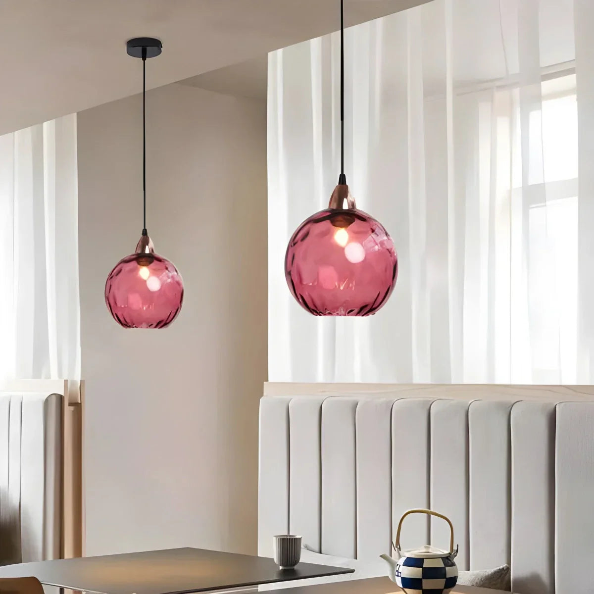 Hanglamp Glas E26 20 cm Grijs Eettafel Woonkamer Slaapkamer Rookglas Bollamp Pendellamp Sfeerverlichting