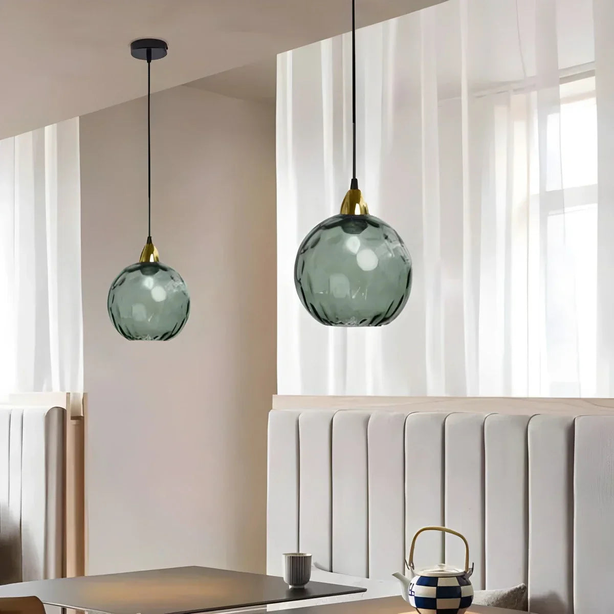 Hanglamp Glas E26 20 cm Grijs Eettafel Woonkamer Slaapkamer Rookglas Bollamp Pendellamp Sfeerverlichting