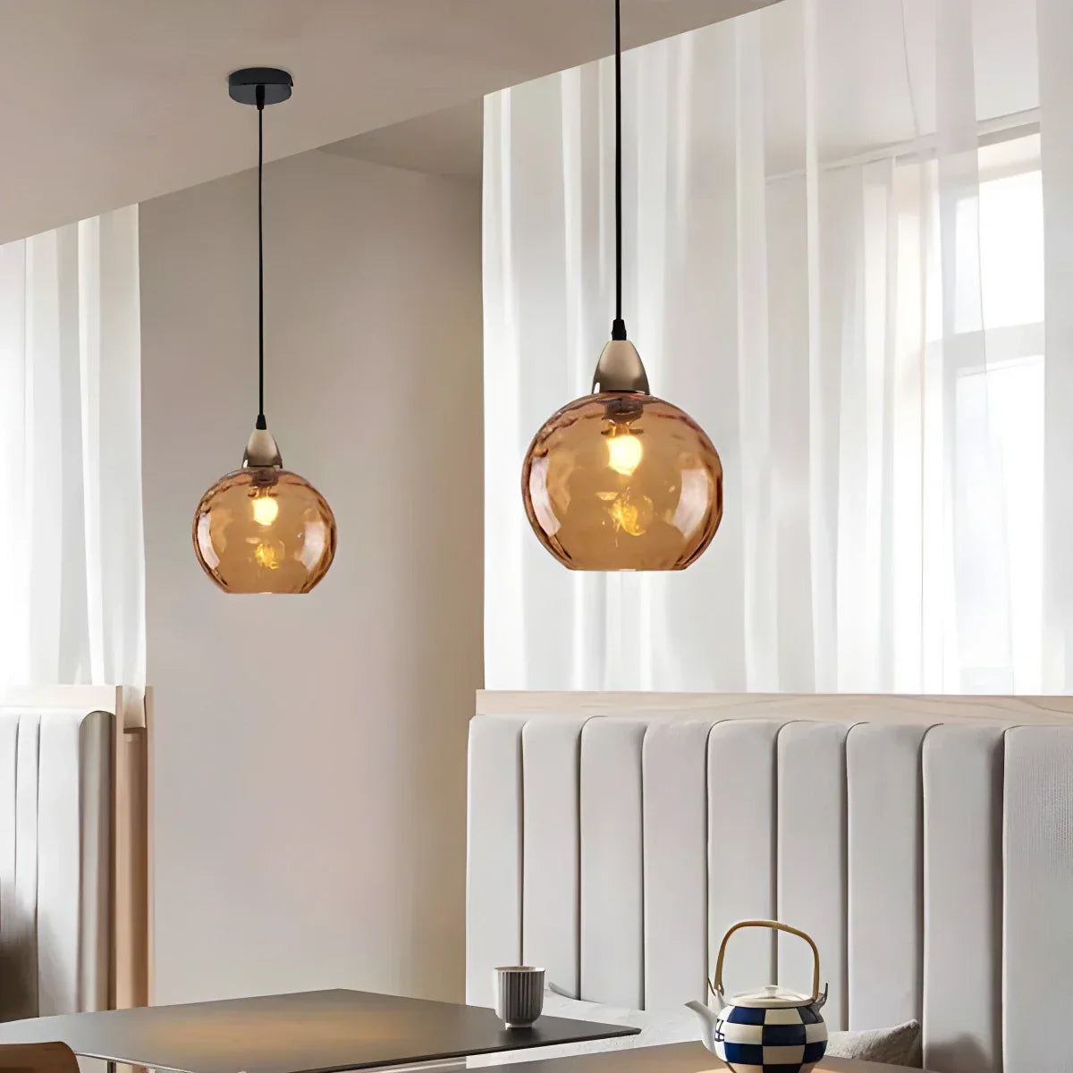 Hanglamp Glas E26 20 cm Grijs Eettafel Woonkamer Slaapkamer Rookglas Bollamp Pendellamp Sfeerverlichting