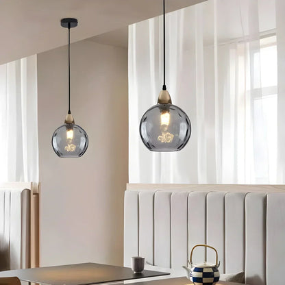 Hanglamp Glas E26 20 cm Grijs Eettafel Woonkamer Slaapkamer Rookglas Bollamp Pendellamp Sfeerverlichting