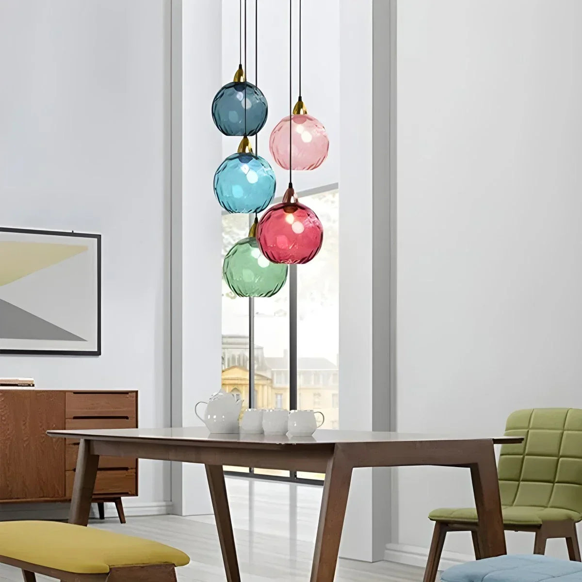 Hanglamp Glas E26 20 cm Grijs Eettafel Woonkamer Slaapkamer Rookglas Bollamp Pendellamp Sfeerverlichting