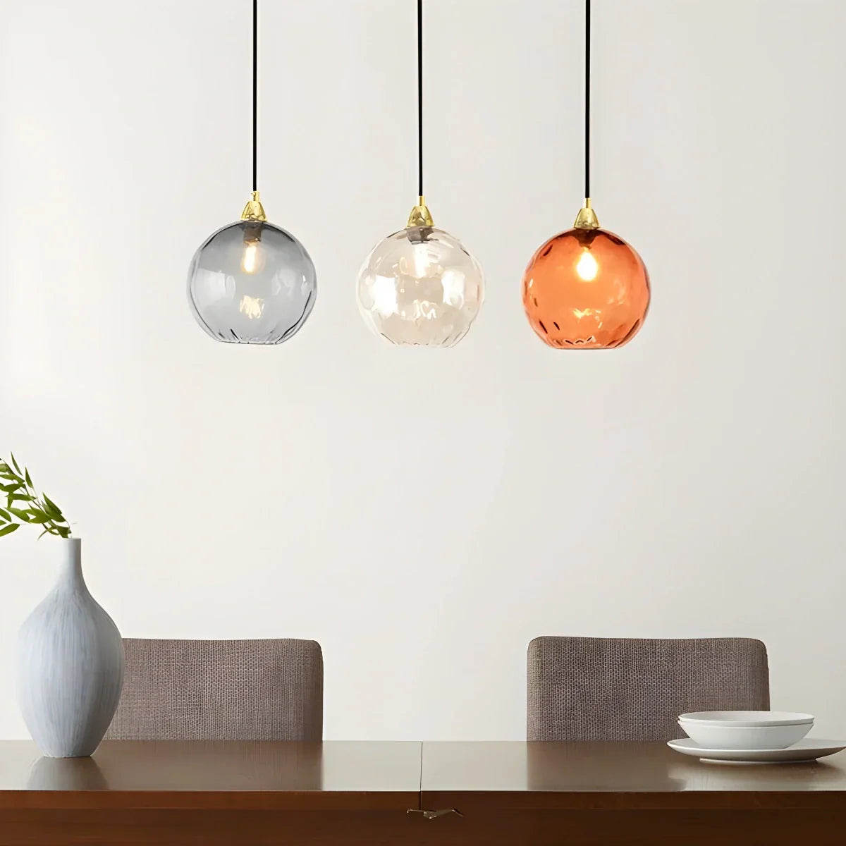 Hanglamp Glas E26 20 cm Grijs Eettafel Woonkamer Slaapkamer Rookglas Bollamp Pendellamp Sfeerverlichting