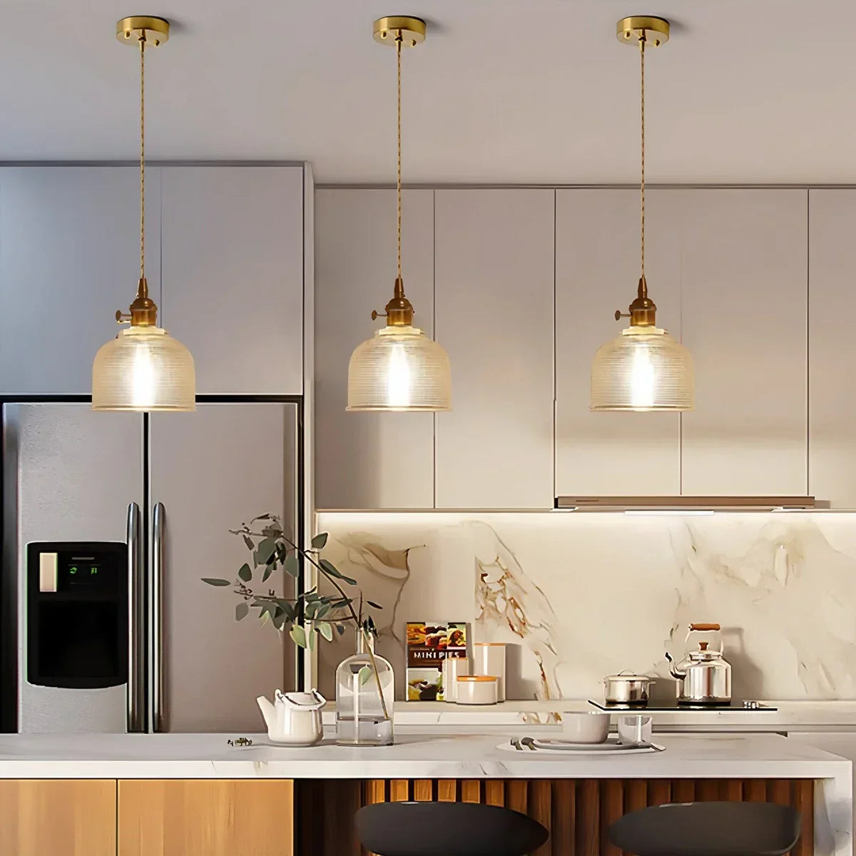 Hanglamp Glas Brons Verstelbare Kabel Woonkamer Eettafel Transparante Glazen Hanglamp Sfeerverlichting Vintage