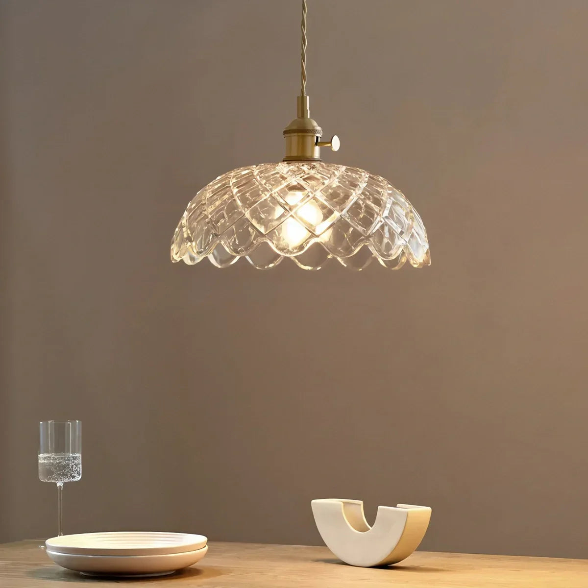 Hanglamp Glas Brons Verstelbare Kabel Woonkamer Eettafel Transparante Glazen Hanglamp Sfeerverlichting Vintage