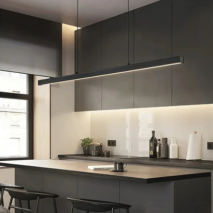 Lineaire hanglamp LED aluminium zwart kookeiland eettafel kantoor moderne plafondverlichting minimalistische hanglamp