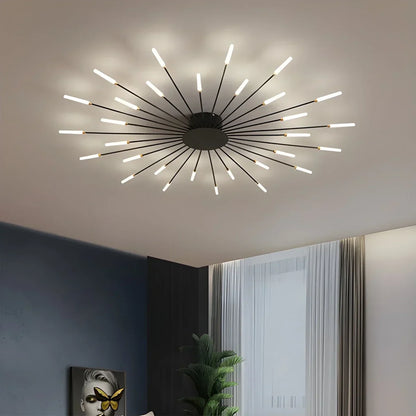 LED Plafondlamp Metaal 20-42 Lichtpunten Zwart Goud Woonkamer Eetkamer Stervorm Design Dimbaar Moderne Verlichting Grote Ruimtes