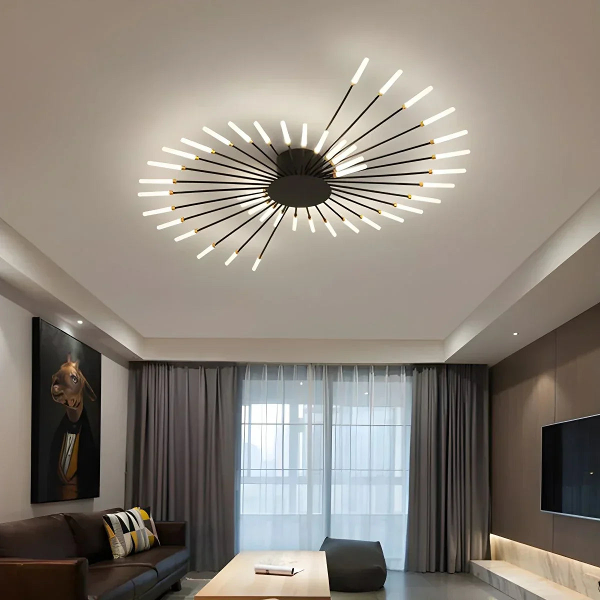 LED Plafondlamp Metaal 20-42 Lichtpunten Zwart Goud Woonkamer Eetkamer Stervorm Design Dimbaar Moderne Verlichting Grote Ruimtes