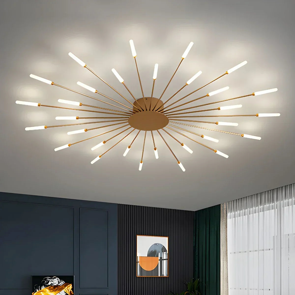 LED Plafondlamp Metaal 20-42 Lichtpunten Zwart Goud Woonkamer Eetkamer Stervorm Design Dimbaar Moderne Verlichting Grote Ruimtes