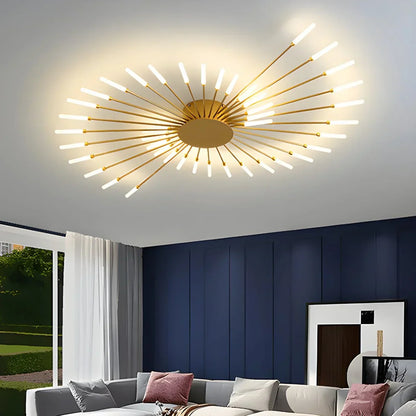 LED Plafondlamp Metaal 20-42 Lichtpunten Zwart Goud Woonkamer Eetkamer Stervorm Design Dimbaar Moderne Verlichting Grote Ruimtes