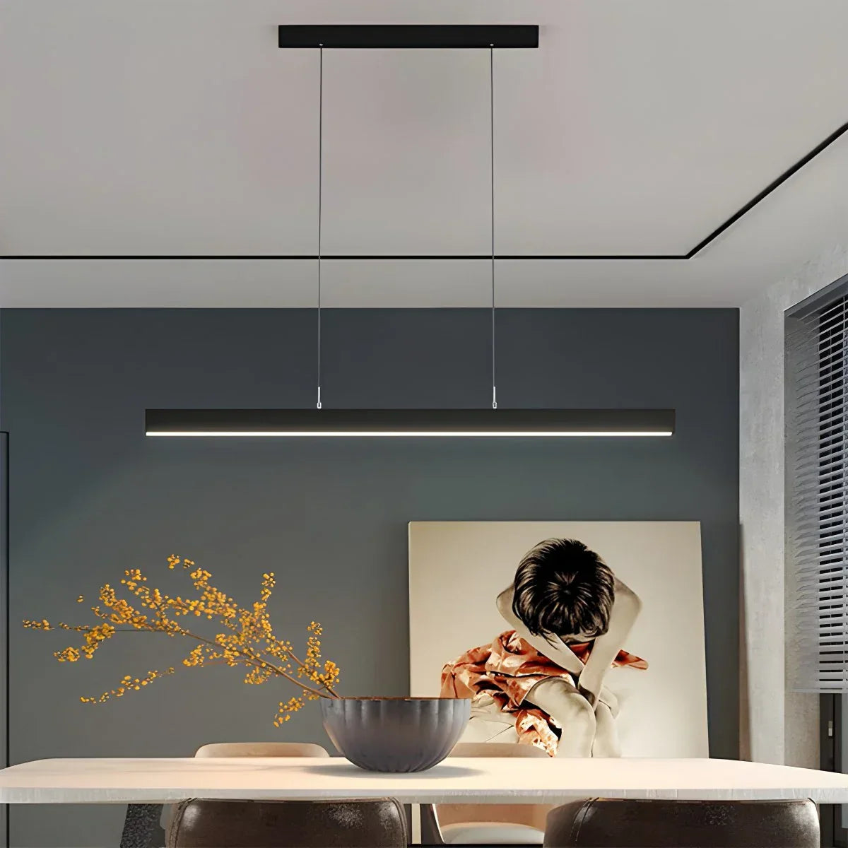 Lineaire hanglamp LED aluminium zwart kookeiland eettafel kantoor moderne plafondverlichting minimalistische hanglamp