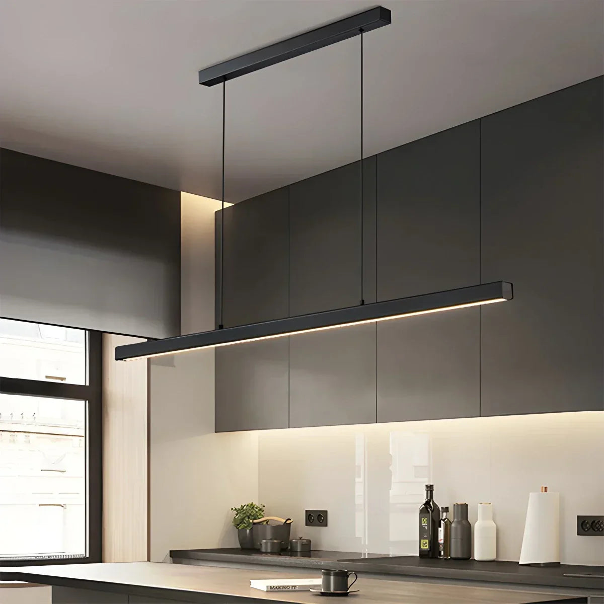 Lineaire hanglamp LED aluminium zwart kookeiland eettafel kantoor moderne plafondverlichting minimalistische hanglamp
