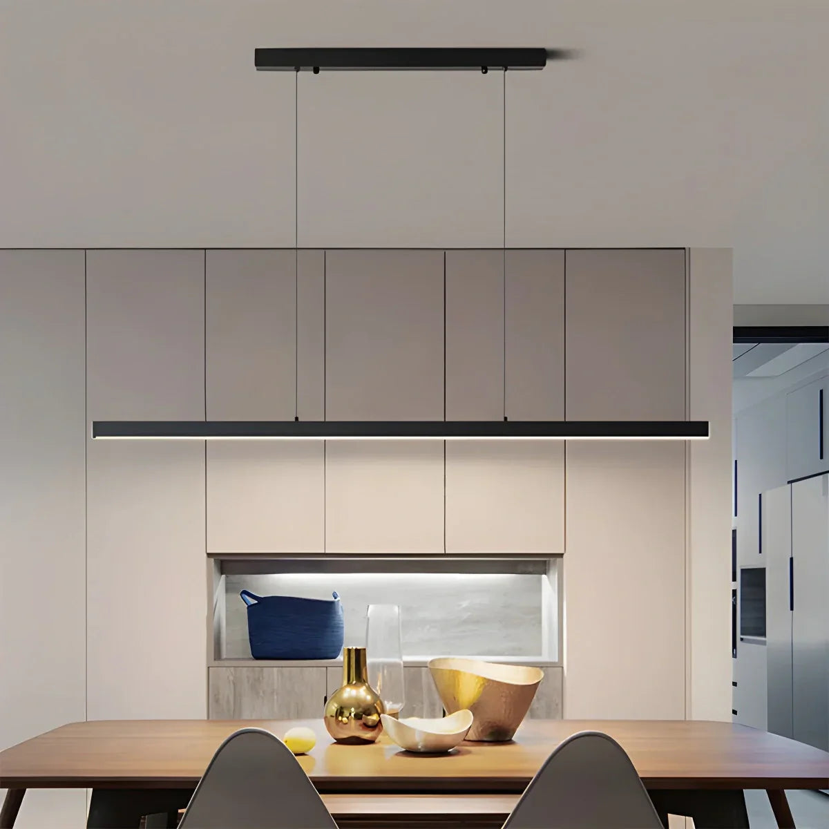 Lineaire hanglamp LED aluminium zwart kookeiland eettafel kantoor moderne plafondverlichting minimalistische hanglamp