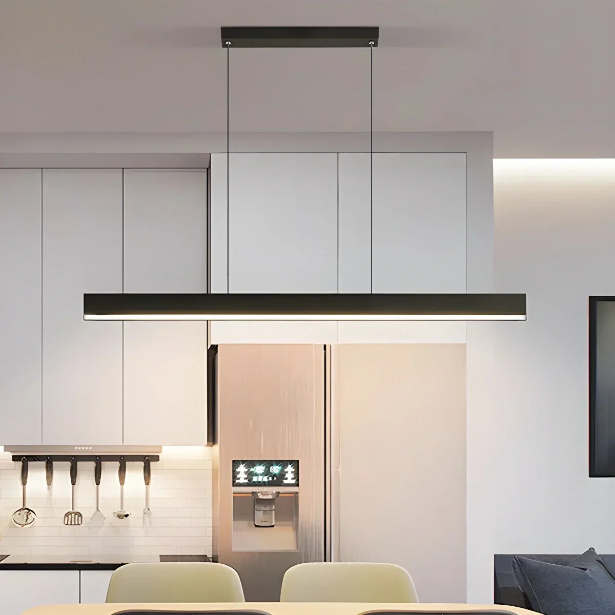 Lineaire hanglamp LED aluminium zwart kookeiland eettafel kantoor moderne plafondverlichting minimalistische hanglamp
