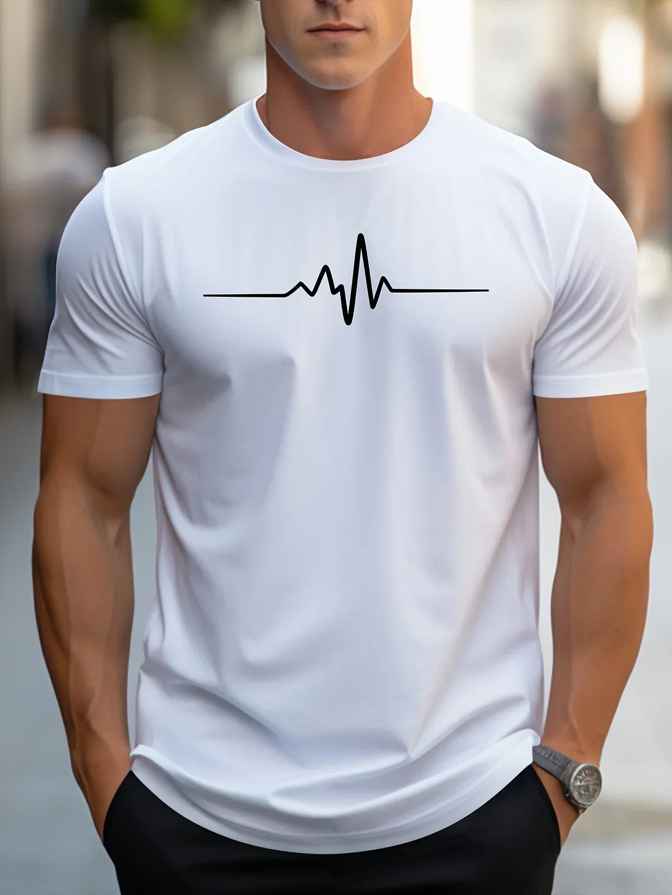 T-shirt Slank Fit Moderne Grafische Print