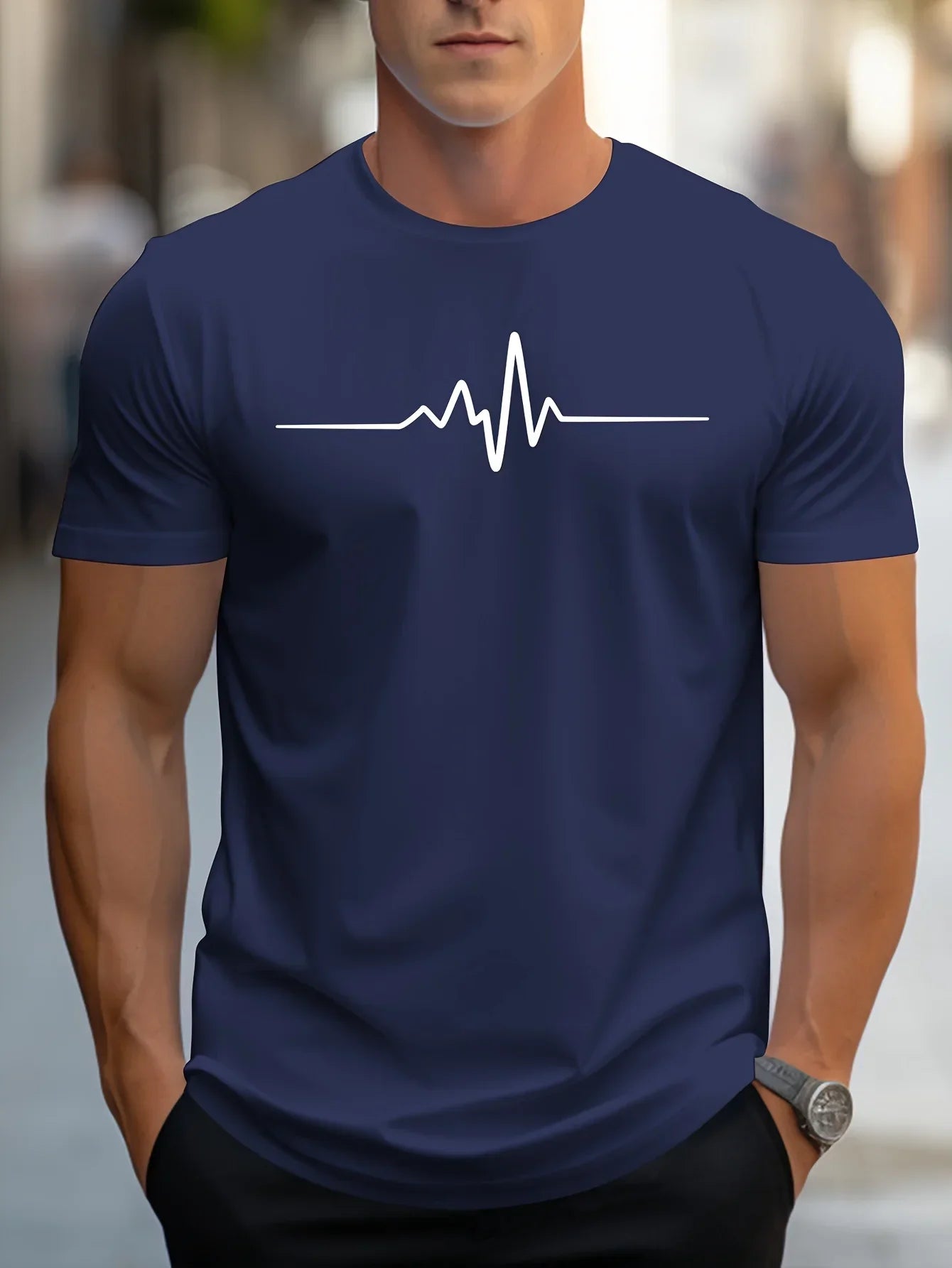 Mannen T-shirt Slank Passend Met Moderne Grafische Print