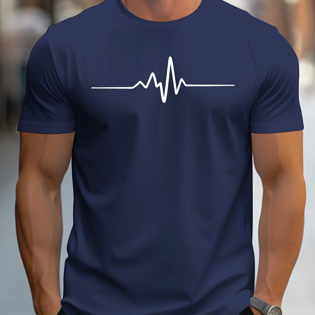 Mannen T-shirt Slank Passend Met Moderne Grafische Print