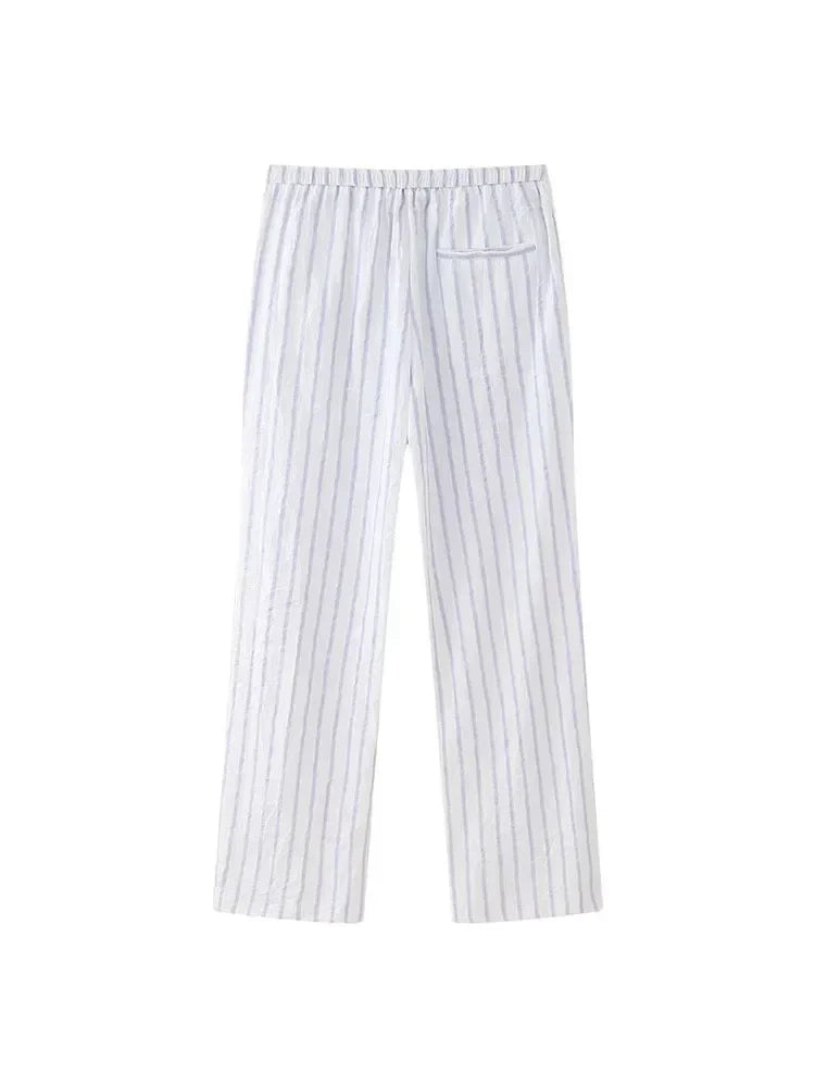 Zomeroutfit: Gestreepte Top met Hoge Taille Broek