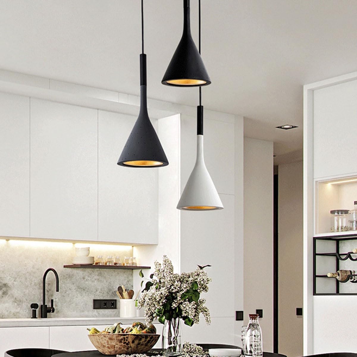 Betonnen Hanglamp Conisch Design Grijs Zwart Wit Rood Minimalistisch Eetkamer Woonkamer Slaapkamer Sfeervol E26 E27 Fitting