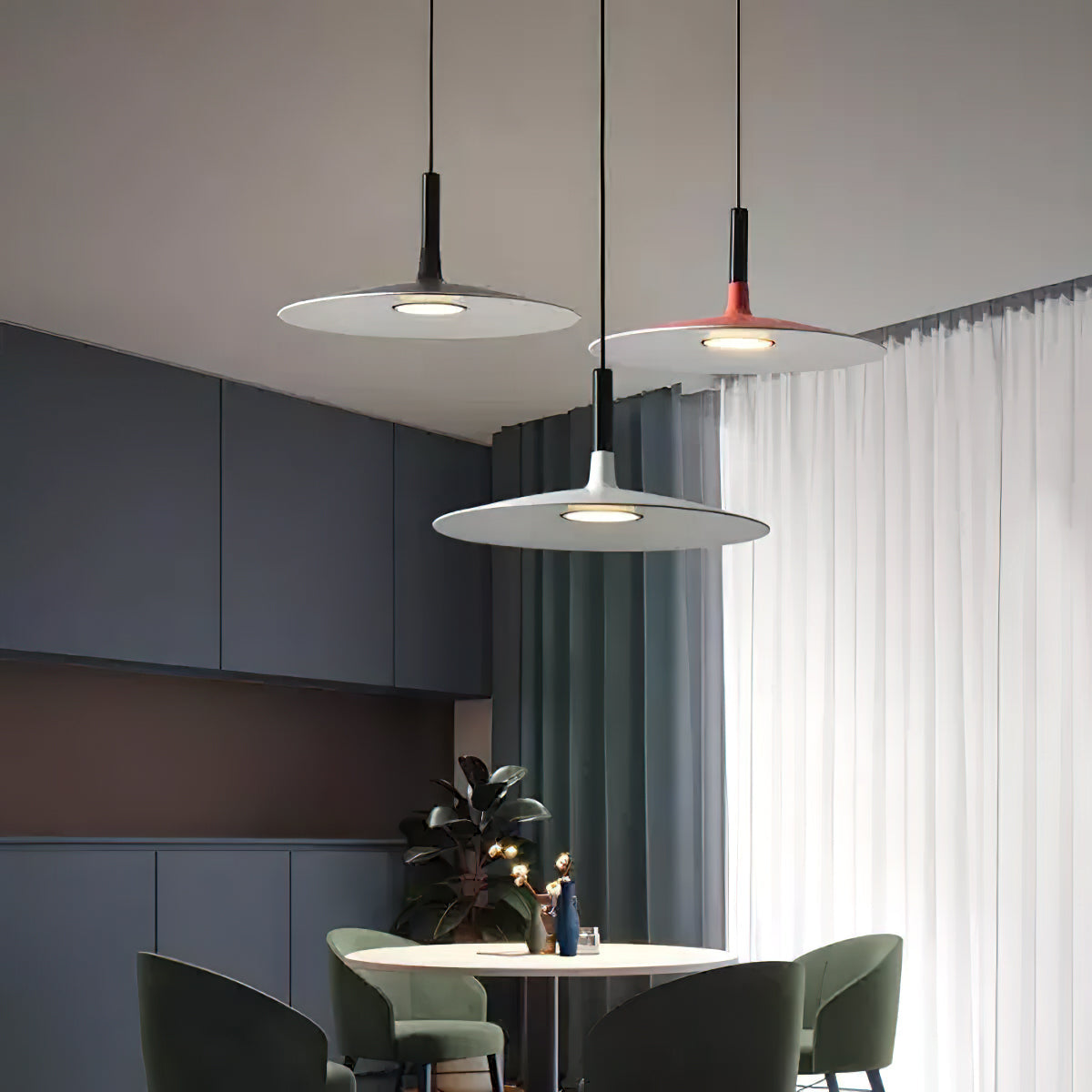 Hanglamp met Conische Kap – Resin Sculptural Pendant in Zes Kleuren, Geïntegreerde LED 3000K of Dimbaar, Moderne Lamp voor Eetkamer Keukeneiland