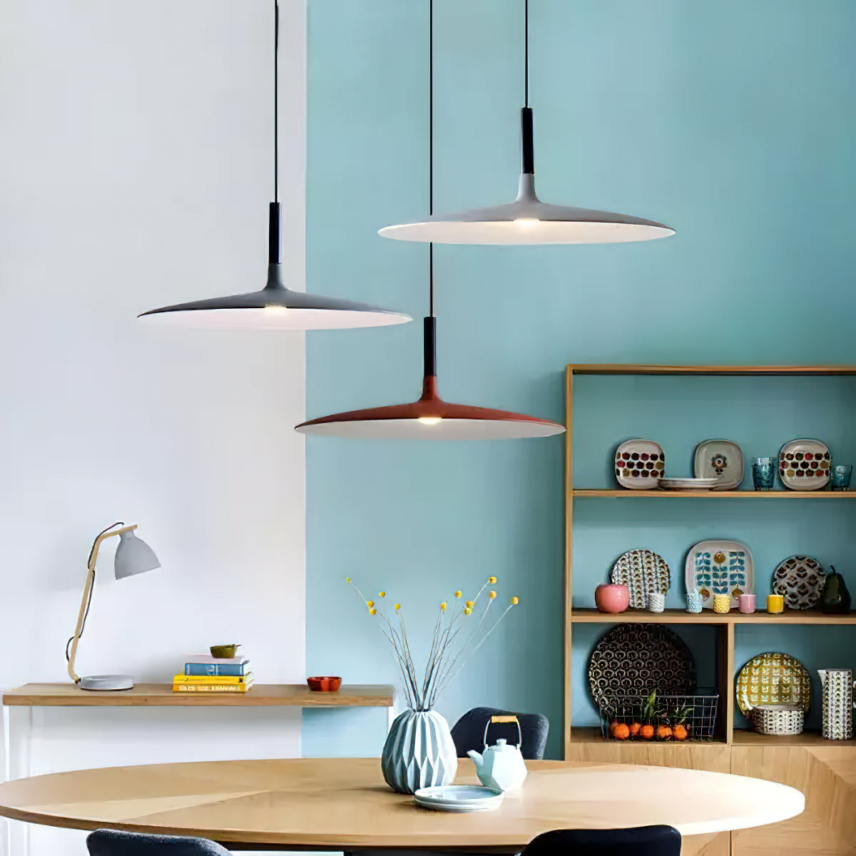 Hanglamp met Conische Kap – Resin Sculptural Pendant in Zes Kleuren, Geïntegreerde LED 3000K of Dimbaar, Moderne Lamp voor Eetkamer Keukeneiland
