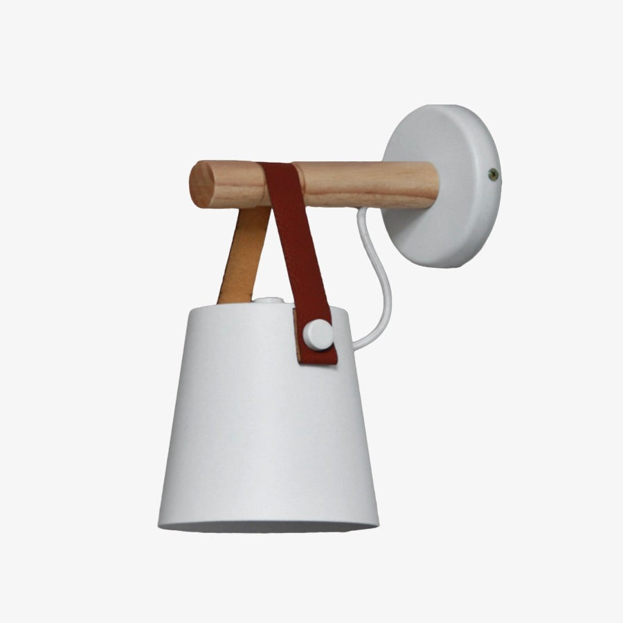 Scandinavische Houten Wandlamp Met Metalen Kap En Leren Band Moderne Design Wandverlichting Voor Slaapkamer Woonkamer Hal Met E27 Fitting