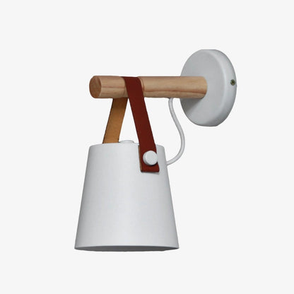 Scandinavische Houten Wandlamp Met Metalen Kap En Leren Band Moderne Design Wandverlichting Voor Slaapkamer Woonkamer Hal Met E27 Fitting