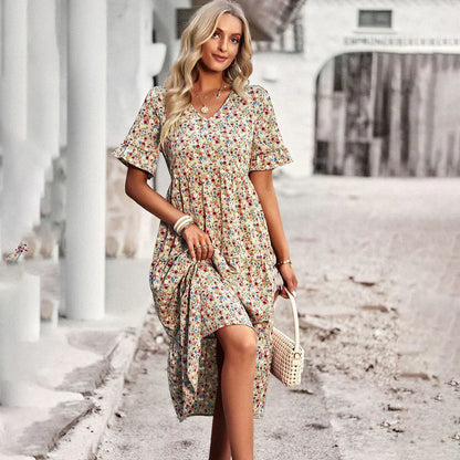 Vrouwelijke Zomerjurk Bloemendesign Casual