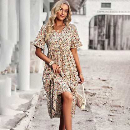 Vrouwelijke Zomerjurk Bloemenprint Casual