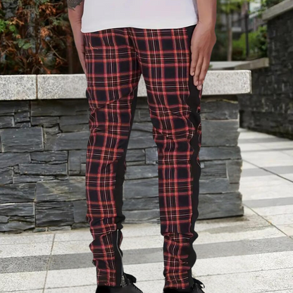 Heren Jogger Broek Geruit Stretch Stof