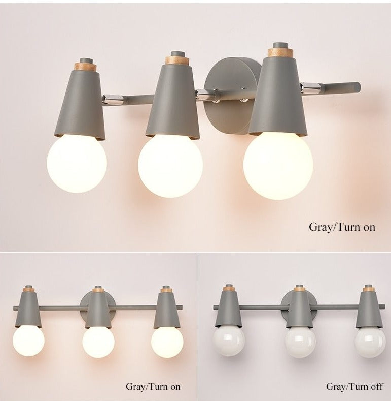 Wandlamp Metaal Hout 2 of 3 Lichts E27 Gekleurd Modern Slaapkamer Woonkamer