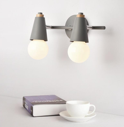 Wandlamp Metaal Hout 2 of 3 Lichts E27 Gekleurd Modern Slaapkamer Woonkamer