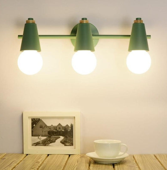 Wandlamp Metaal Hout 2 of 3 Lichts E27 Gekleurd Modern Slaapkamer Woonkamer