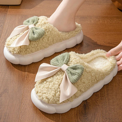 Winterpantoffels met Strik voor Vrouwen Warm en Zacht - StudioMarella