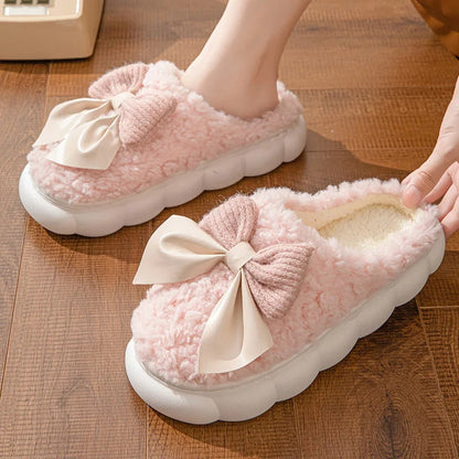 Winterpantoffels met Strik voor Vrouwen Warm en Zacht