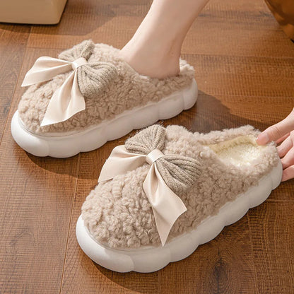 Winterpantoffels met Strik voor Vrouwen Warm en Zacht