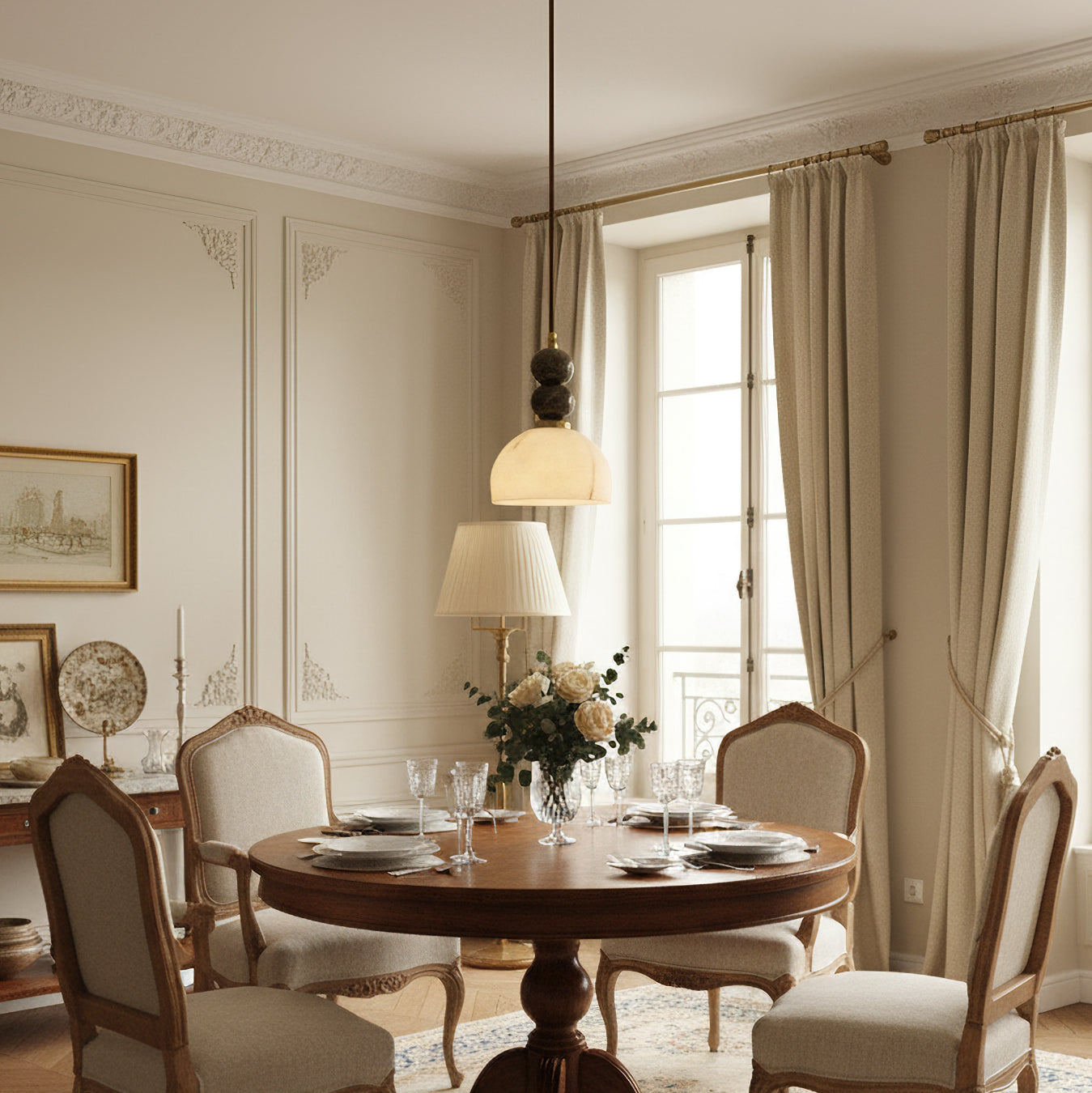 Hanglamp met Marmer en Imitatie Albast – Elegant Design met Zacht Licht